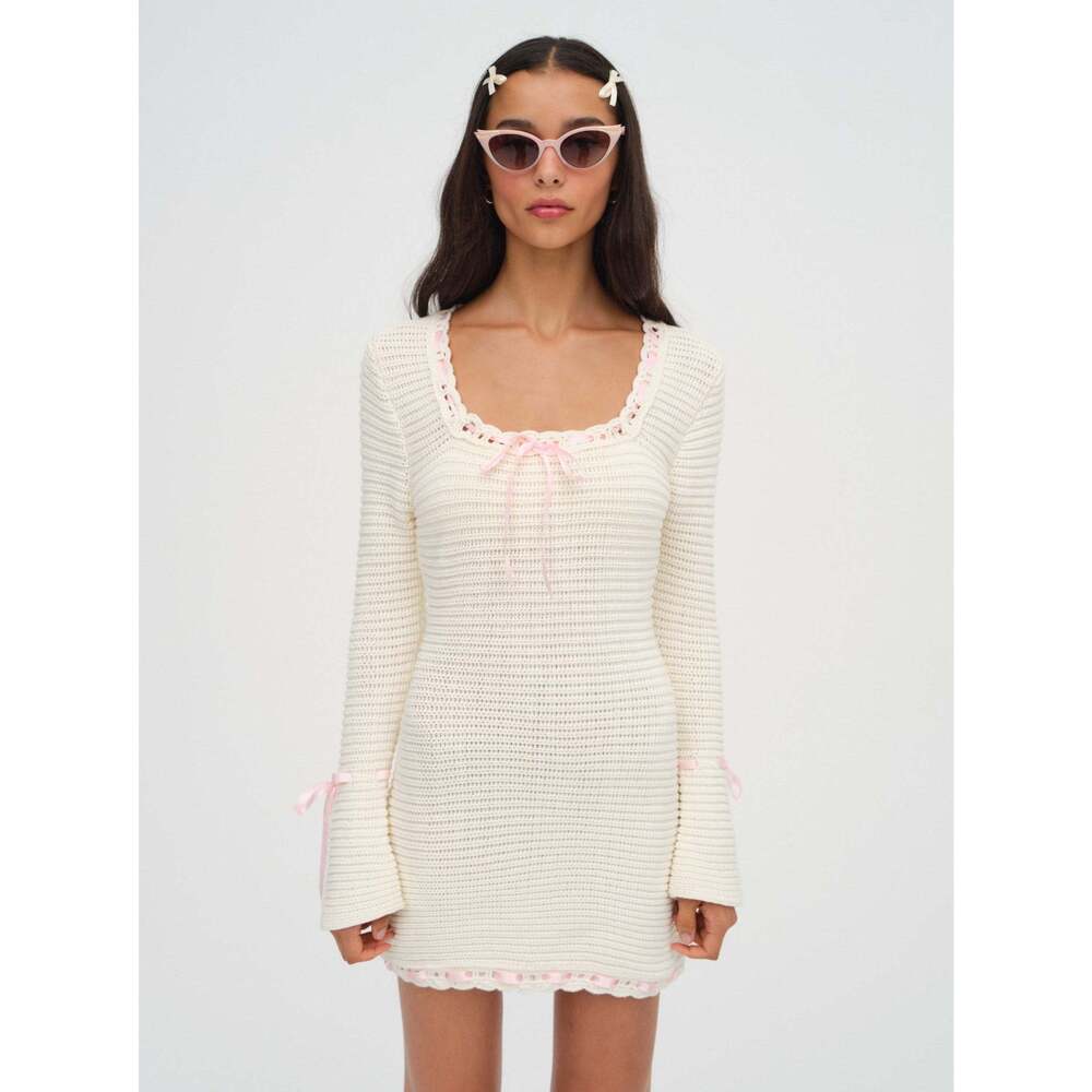 For Love & Lemons Olina Crochet Mini Dress M / Cream